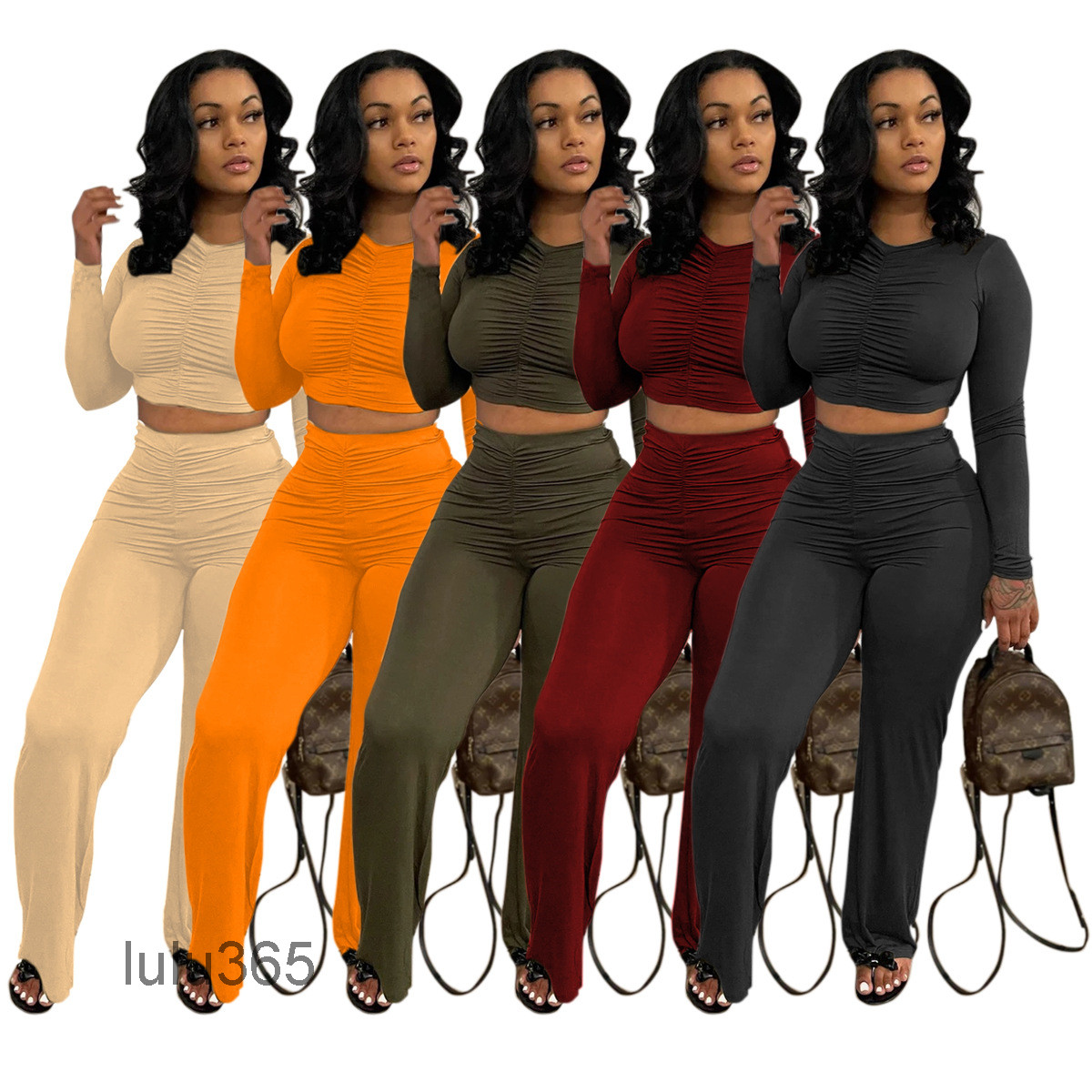 Casual Two Piece Sets Womens Outfits Slim Pleated T-shirt Wide Leg Pants Suit 2021 Spring Fall Women's Tracksuit lulu365, Orange
Casual Two Piece Sets Womens Outfits Slim Pleated T-shirt Wide Leg Pants Suit 2021 Spring Fall Women's Tracksuit lulu365, Orange
