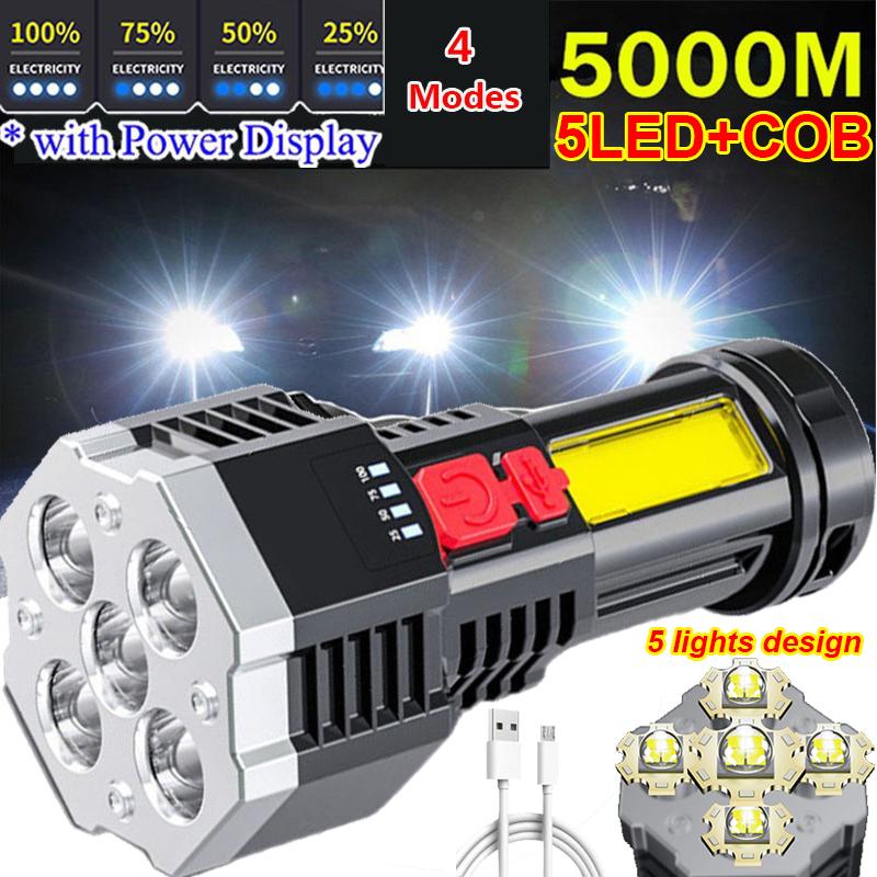 Flashlights Torches 5 LED COB Portable Ultra Bright Torch Strong Light USB Rechargeable Powerful Multi-Functional Spotlight
Flashlights Torches 5 LED COB Portable Ultra Bright Torch Strong Light USB Rechargeable Powerful Multi-Functional Spotlight