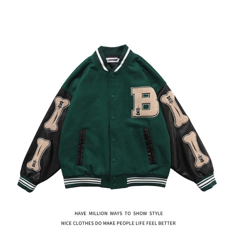 Men's Jackets Arrival Bone Embroid PU Leather Sleeve Men's Baseball Bomber Jacket Unisex Women's Boyfriend Style Varsity Letter Coat, Black
Men's Jackets Arrival Bone Embroid PU Leather Sleeve Men's Baseball Bomber Jacket Unisex Women's Boyfriend Style Varsity Letter Coat, Black