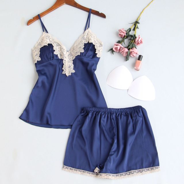 2021 Femmes Pyjamas Ensembles avec shorts Sexy Satin Satin Summer Pajama Nightsuits Sleepwear Pajamas minces pour femmes Nightwear