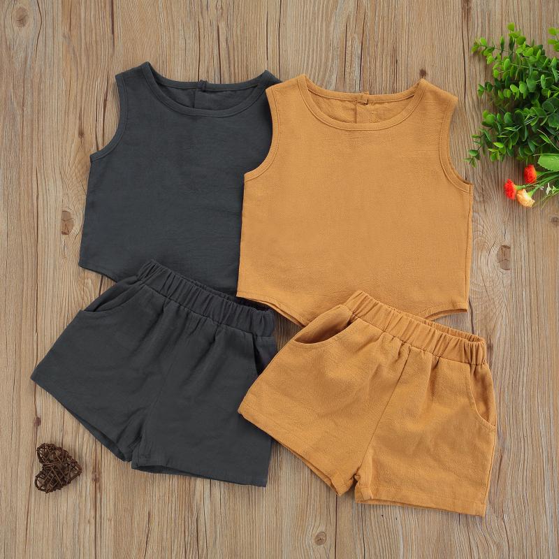 Clothing Sets Est Arrival Kids Summer Linen Tracksuit Toddler Solid Color Sleeveless Tank Tops+Elastic Waist Shorts With Pockets For 2-7Y
Clothing Sets Est Arrival Kids Summer Linen Tracksuit Toddler Solid Color Sleeveless Tank Tops+Elastic Waist Shorts With Pockets For 2-7Y