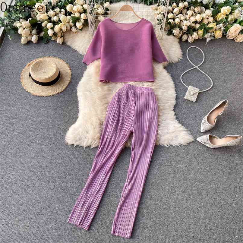 Chic Super Elastic Two piece Pants Sets Women Summer Loose T-shirt Tops+Pants Set Casual Solid Shirts Trousers Outfits 210602, Purple
Chic Super Elastic Two piece Pants Sets Women Summer Loose T-shirt Tops+Pants Set Casual Solid Shirts Trousers Outfits 210602, Purple