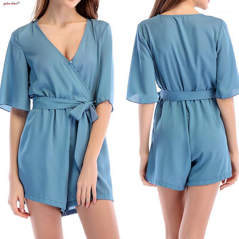 Women' Jumpsuits & Rompers Women Chiffon Playsuits Short Sleeve Solid Sashes V Neck Casual Loose Romper For Female Summer Woman Clothing, Gray
Women' Jumpsuits & Rompers Women Chiffon Playsuits Short Sleeve Solid Sashes V Neck Casual Loose Romper For Female Summer Woman Clothing, Gray