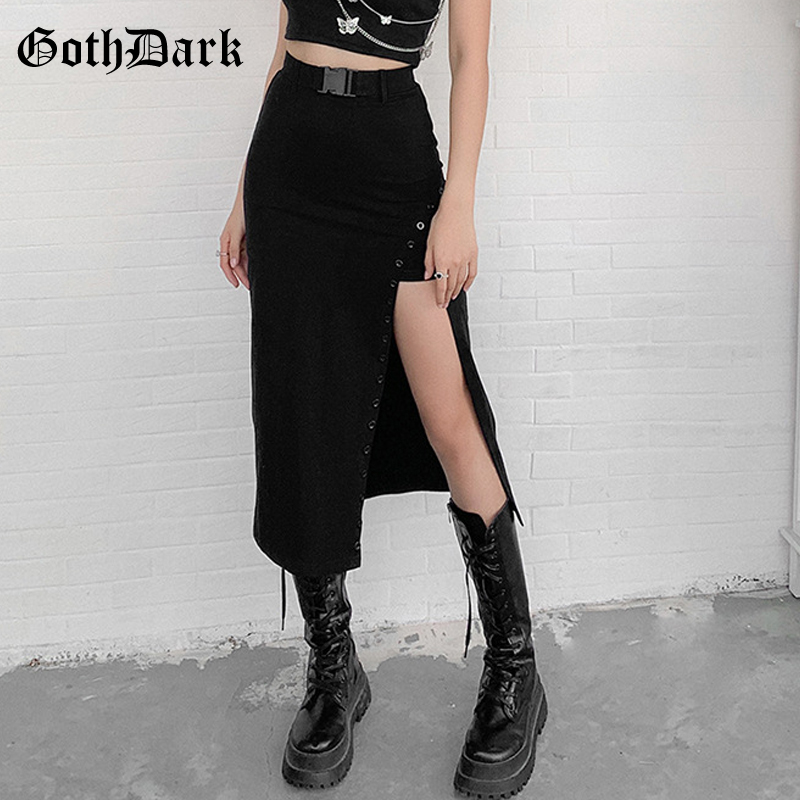 Goth Dark Gothic High Waist A-Line Black Midi Skirts Mall Goth Y2k Punk Style Women Sexy Slit Side Buckle Front Skirt Clubwear
Goth Dark Gothic High Waist A-Line Black Midi Skirts Mall Goth Y2k Punk Style Women Sexy Slit Side Buckle Front Skirt Clubwear
