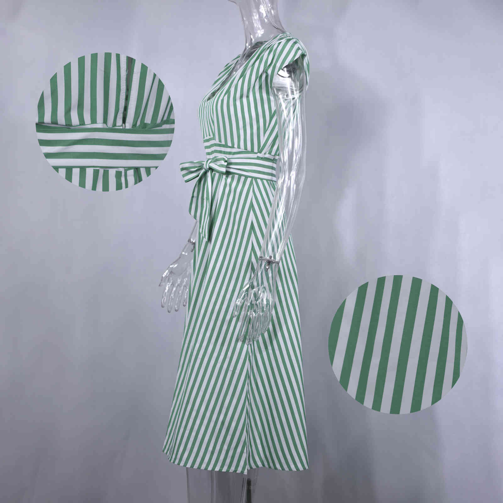 Lossky Summer Women Stripe Long Dress Sexy Deep V-neck Elegant Ladies Dresses Womens Clothing Midi Dress For Women Casual 210331