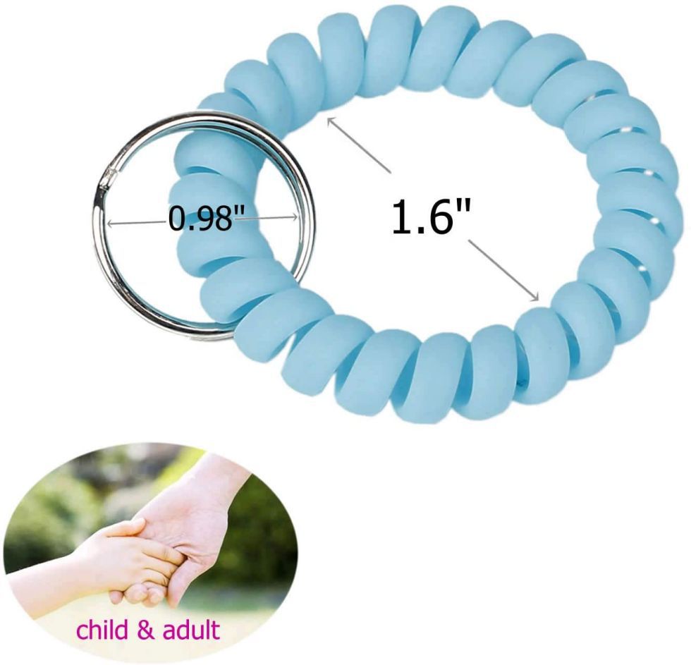 Wrist Coil Keychains Wristband Spring Spiral Stretchy Key Rings Holder Elastic Fashion Hairband Plastic Phone Rope Cord Wire Keyrings Chains for Gym P