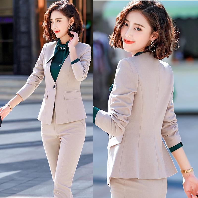 Women's Two Piece Pants Ladies Business Suit High Quality With Stretch Black Beige For Office Women Formal Wear 2 Pieces Set Autumn, Beige pant suit
Women's Two Piece Pants Ladies Business Suit High Quality With Stretch Black Beige For Office Women Formal Wear 2 Pieces Set Autumn, Beige pant suit