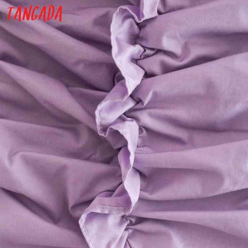 Fashion Women Solid Purple Ruffles Arrival Short Sleeve Ladies Mini Dress Vestidos 4Y03 210416