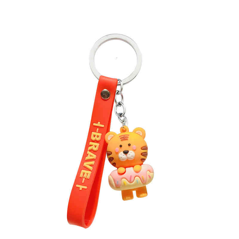 Key Rings Creative Chinese Style Cute Little Tiger Male and Female Universal Cartoon Hanging Chain Animal Zodiac Dripping Glue