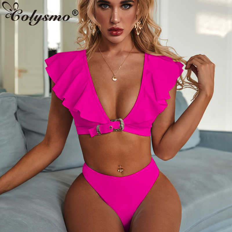 Colysmo Summer Bikini Padded Bra Ruffle Swimwear Women Thong Bottoms Swimsuit Biquini High Waist Bathing Suit Bikinis Set 210527, Red
Colysmo Summer Bikini Padded Bra Ruffle Swimwear Women Thong Bottoms Swimsuit Biquini High Waist Bathing Suit Bikinis Set 210527, Red