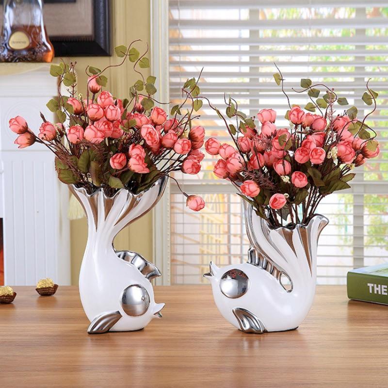 Pcs /set Couples Fish Ceramic Vase Romantic Kissing Porcelain Figurines Arts And Crafts Home Decorative Wedding Gifts Vases