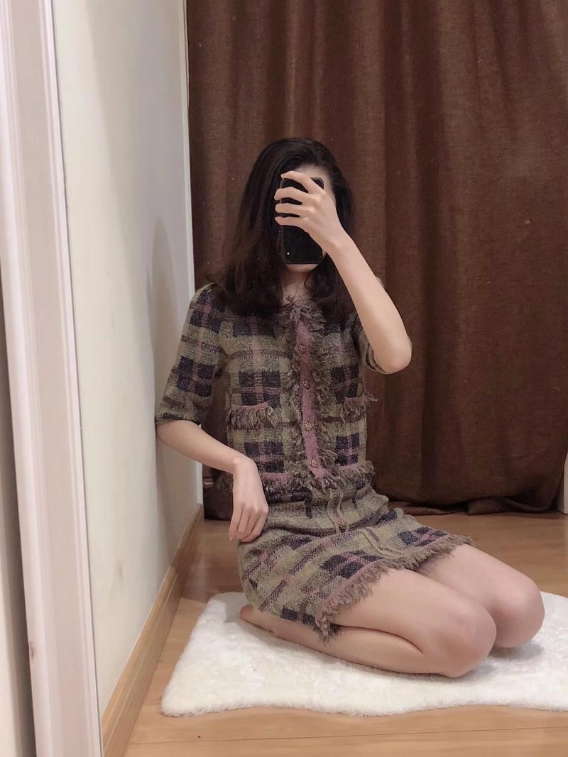 Withered England Office Lady Vintage Knitted Cardigans Jackets Skirt Women Faldas Mujer Moda 2021 Skirts Womens Two Pieces Set Piece Dress