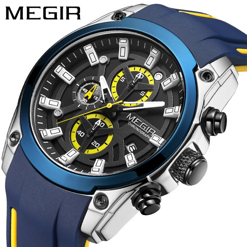 Wristwatches MEGIR 2021 Blue Sport Watches For Men Top Chronograph Man Watch Military Quartz Clocks Luminous Relogio Masculino
Wristwatches MEGIR 2021 Blue Sport Watches For Men Top Chronograph Man Watch Military Quartz Clocks Luminous Relogio Masculino