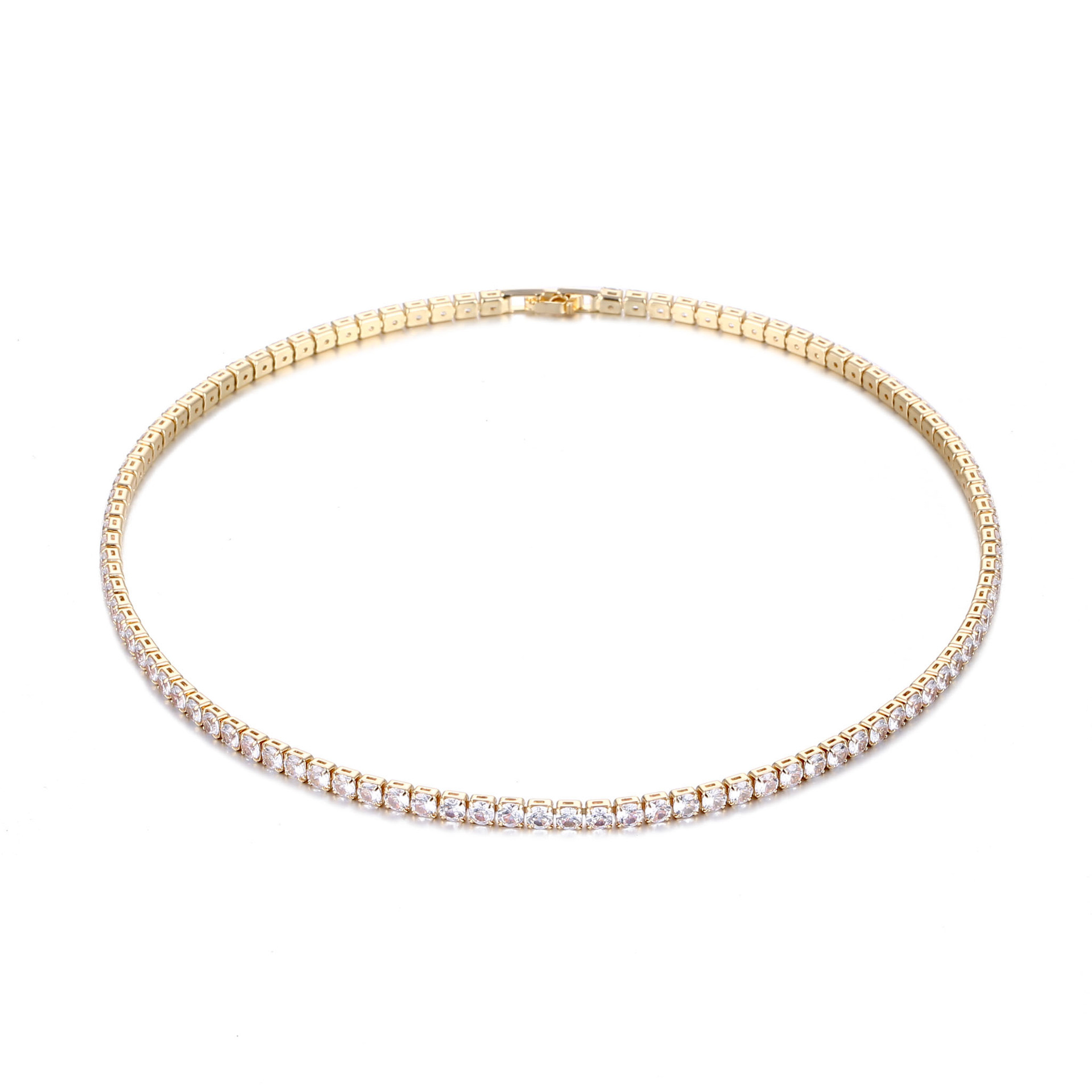 Ins Top Sell Tennis Chain Pendant Hip Hop Fashion Jewelry 18K Gold Filled White Cubic Zircon CZ Diamond Gemstones Eternity Party Women Wedding Necklac