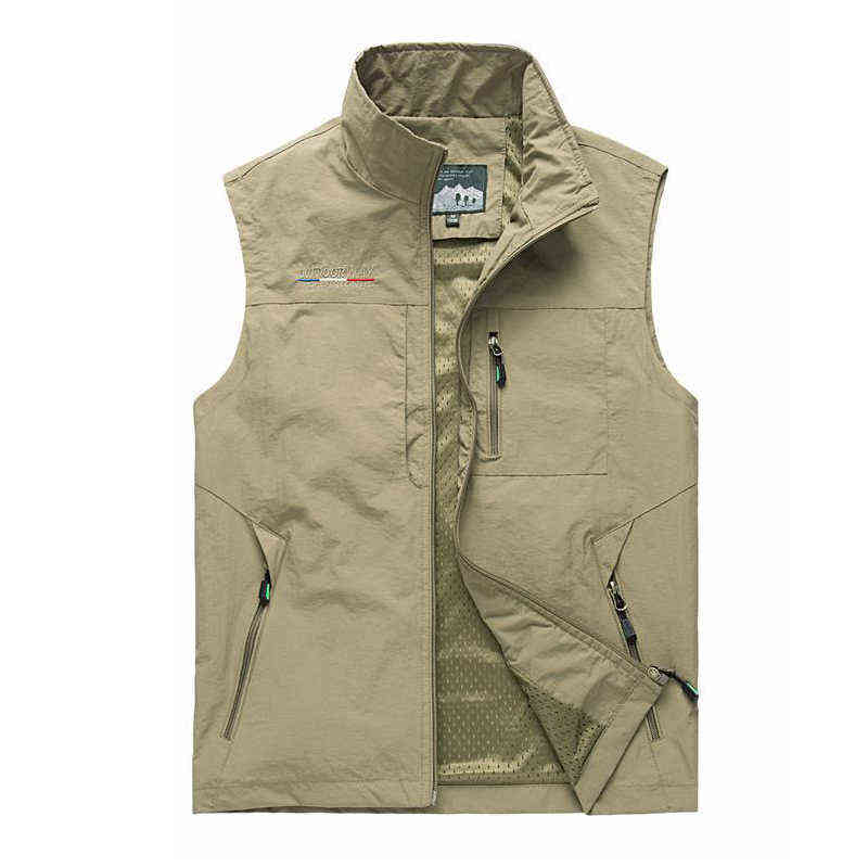 Summer Autumn Mesh Vest Many Pockets Men Outdoors Thin Multi Pocket Classic Waistcoat Male Pographer Sleeveless Jacket 6XL 211119