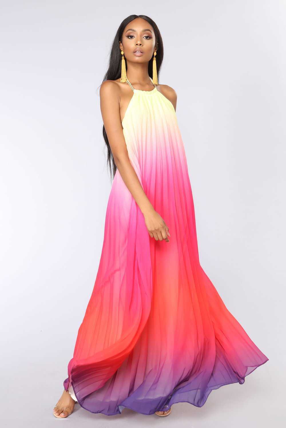 Women Dress Sleeveless Backless Beach Loose Long Chiffon Gradient Summer es Fashion Plus Size 210524