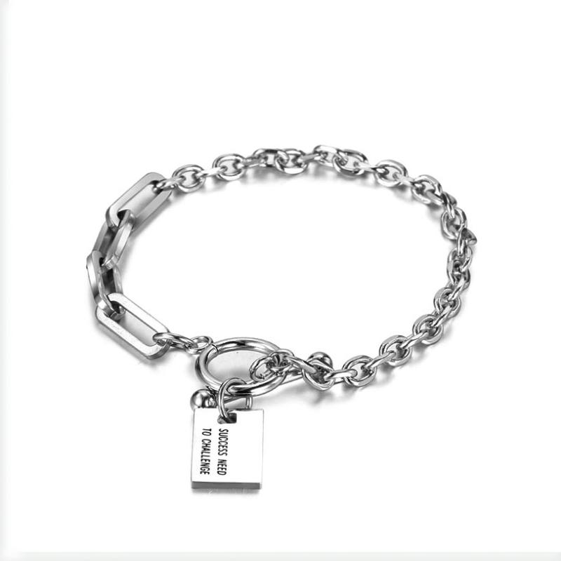 Link, Chain Men's Bracelets Curb Cuban Link Silver Color Black Titanium Steel Engraved Letter Bangle Men Women Jewelry Gift
Link, Chain Men's Bracelets Curb Cuban Link Silver Color Black Titanium Steel Engraved Letter Bangle Men Women Jewelry Gift