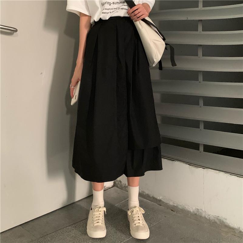 Skirts LANMREM 2021 Spring Summer Arrivals A-line High Waist Mid-calf Women Solid Pattern Fashion Casual Irregular Skirt 23200