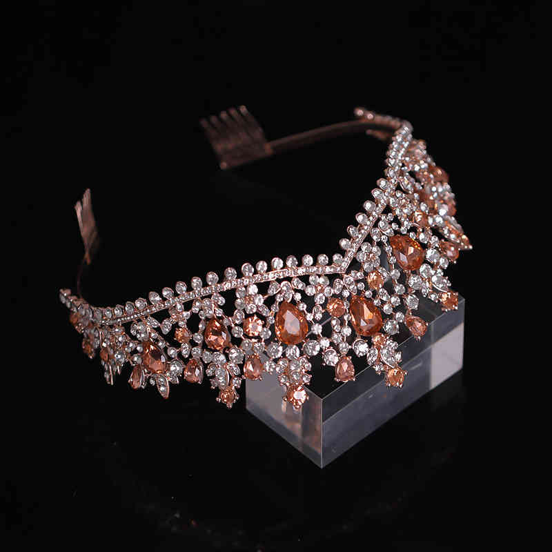 Wedding Hair Jewelry Accessories Crystal Crown with Comb Alloy Rhinestone Headdress Princess Gift