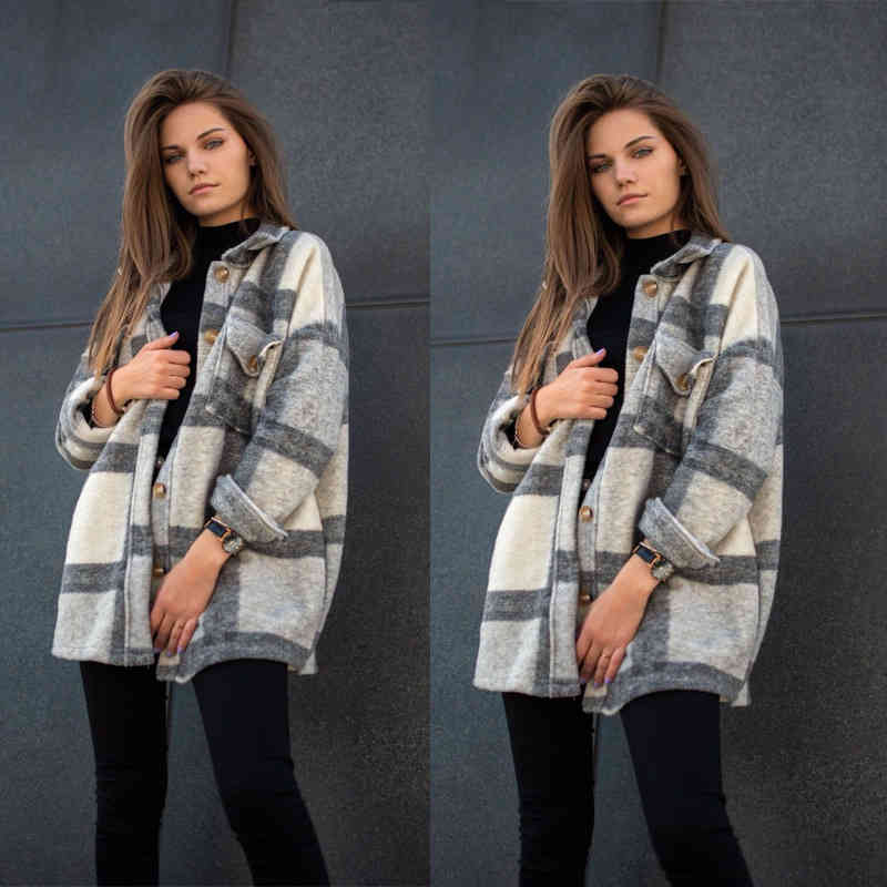 autumn and winter 2020 long sve lapel loose plaid women's casual coat, Black;brown
autumn and winter 2020 long sve lapel loose plaid women's casual coat, Black;brown