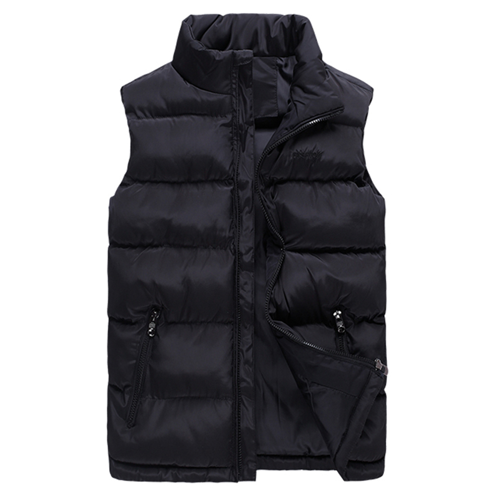Winter Jacket Down Vest Men Solid Color Gilet Cuir Homme Sleeveless Mens Windproof Warm Waistcoat Slim Thick JK18003 210518