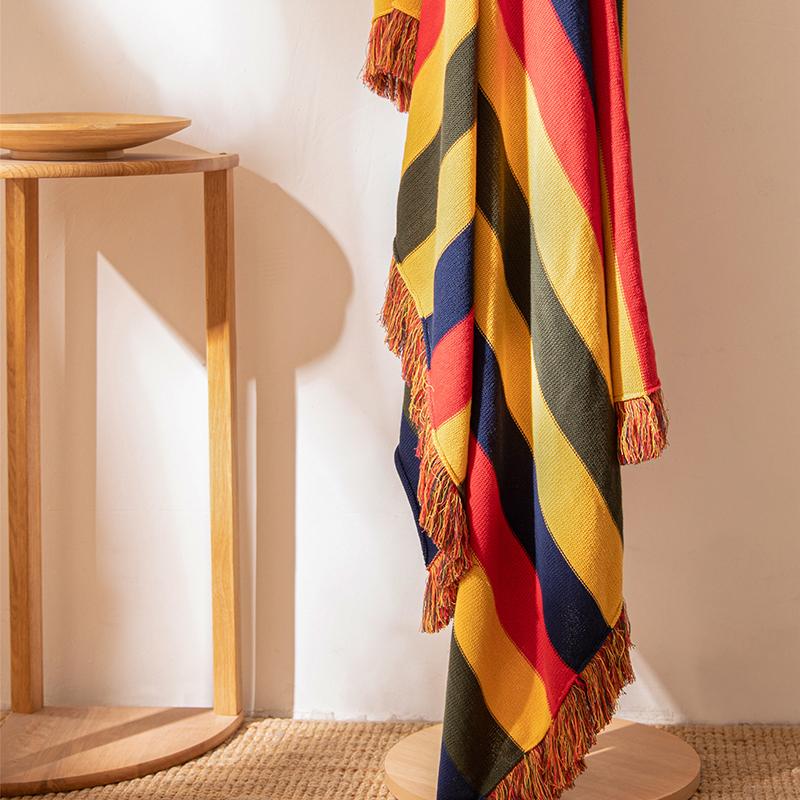 Cotton Tassel Blanket, Bohemian Style, Can Be Used As Shawl, Available Indoors And Outdoors, Easy To Carry Blankets