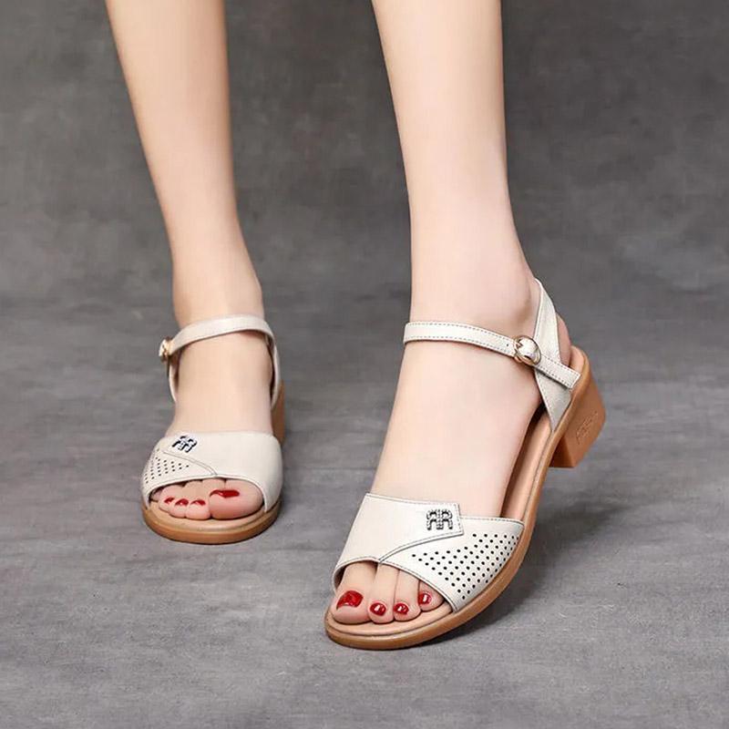 Genuine Leather Sandals With Thick Heel Women's Summer 2021 Shoes Open Toe All-match Soft Bottom Non-slip Mid-heel
Genuine Leather Sandals With Thick Heel Women's Summer 2021 Shoes Open Toe All-match Soft Bottom Non-slip Mid-heel