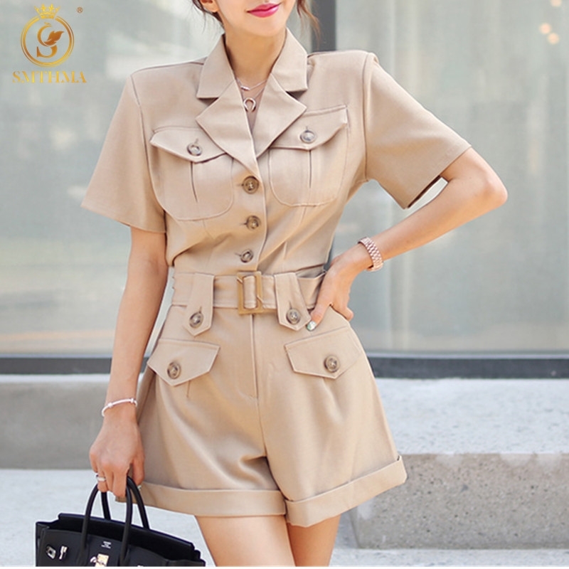 Fashion Short Sleeve Summer Bodysuits Female High Waist Jumpsuit Pocket Button Notched Casual Women Playsuit 210520, Photo color
Fashion Short Sleeve Summer Bodysuits Female High Waist Jumpsuit Pocket Button Notched Casual Women Playsuit 210520, Photo color