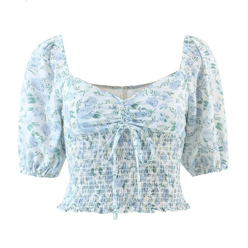 Women' Blouses & Shirts 2021 Summer Slim Bow Floral Women Square Neck Ruched Short Crop Tops Zipper Elastic Waist Female Chiffon, Blue
Women' Blouses & Shirts 2021 Summer Slim Bow Floral Women Square Neck Ruched Short Crop Tops Zipper Elastic Waist Female Chiffon, Blue