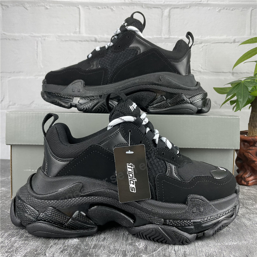 Mens Womens Paris Casual Shoes Sneakers Triple S Clear Sole Breathable Trainers Dad Shoe Sneaker Black Silver Crystal Bottom Superior Quality Chaussures