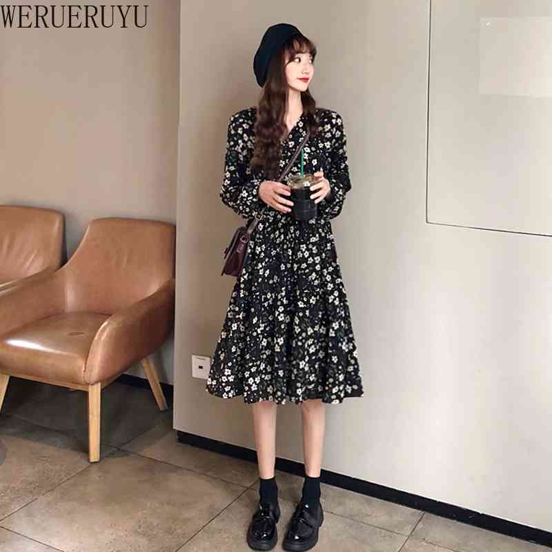 WERUERUYU Elegant Women Floral Print Dress Spring Autumn Female Casual Long Sleeve Pleated Chiffon Vintage A-line Dress 210608, Photo color
WERUERUYU Elegant Women Floral Print Dress Spring Autumn Female Casual Long Sleeve Pleated Chiffon Vintage A-line Dress 210608, Photo color