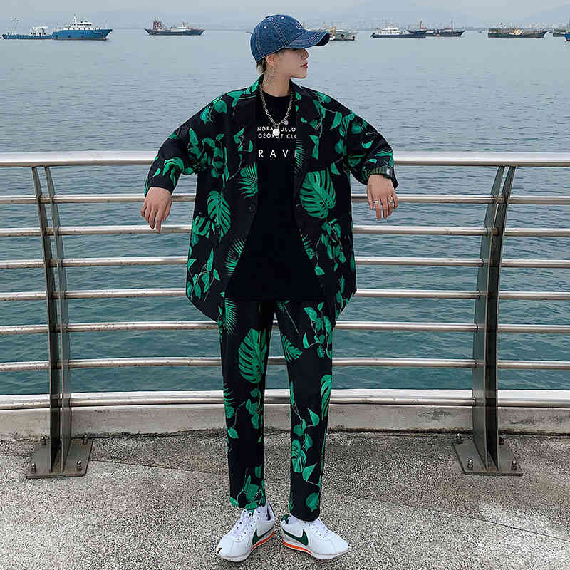 men's suits & blazers fashion printing suit sets short sleeve jacket casual pants korean trendy streetwear spring summer clothing, White;black
men's suits & blazers fashion printing suit sets short sleeve jacket casual pants korean trendy streetwear spring summer clothing, White;black