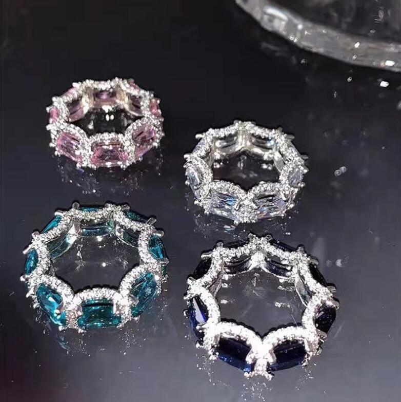 Sparkg Sterg Sier Wedding Rings for Women - Eternity Bands with 5A Cubic Zirconia