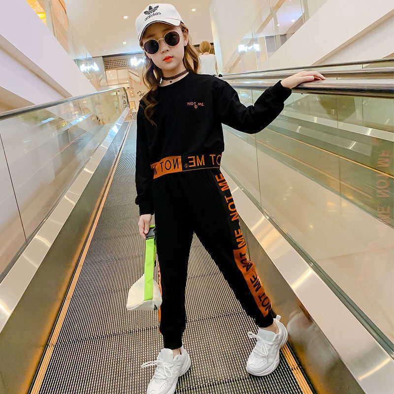 Girls Clothes Set Teen Tracksuit Spring Autumn Long Sleeve 2pcs Children Suits Girl Sportswear Sets 8 9 10 12 years 211025
