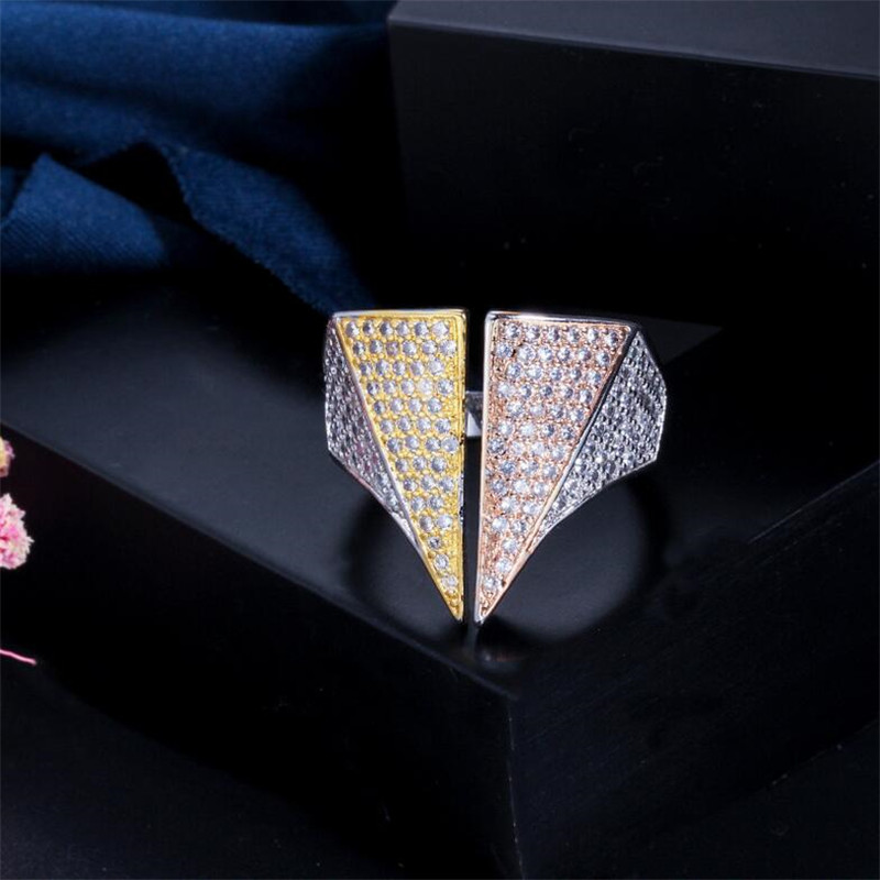 Choucong Brand Cocktail Top Sell Luxury Jewelry 18K Gold Fill Pave White Sapphire CZ Diamond Gemstones Handmade Party Women Wedding Engagement Adjusta