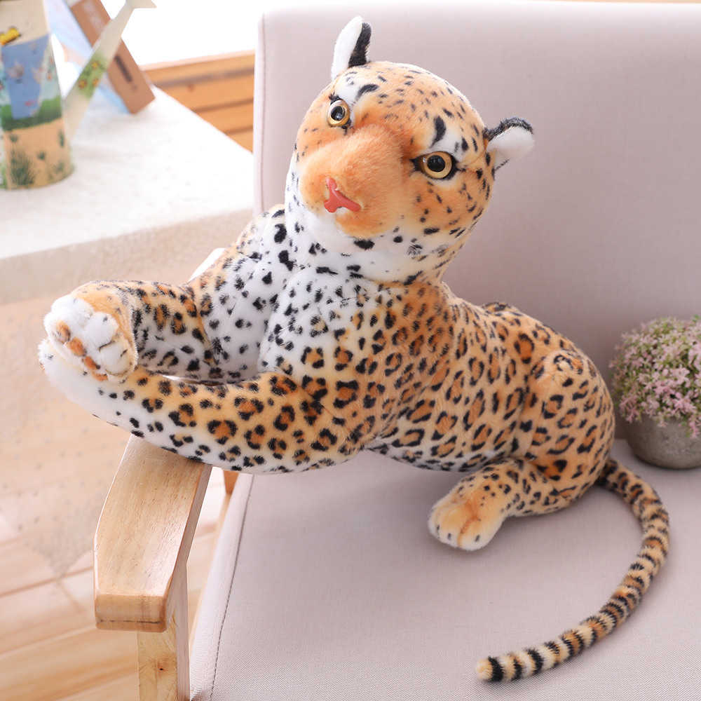 Giant Size Lifelike Forest King Panthera Simulation Stuffed Wild Animal Cheetah Plush, Black Panther Leopard Soft Toys Q0727