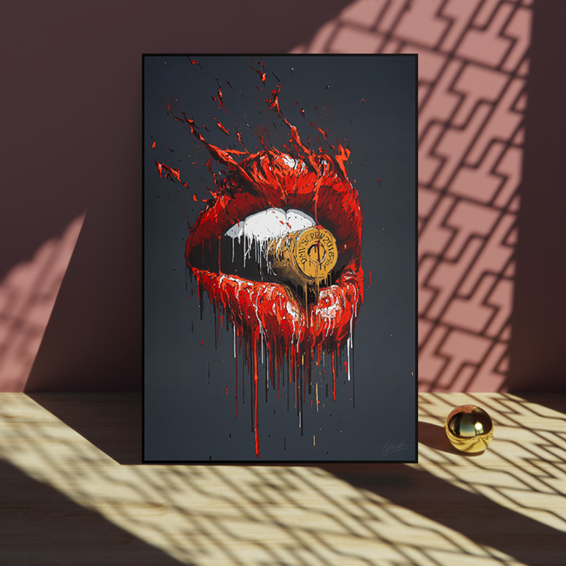 Red Lips Mouth Bullet Canvas Painting Wall Art Pictures For Living Room Decoration Abstract Art Posters And Prints
