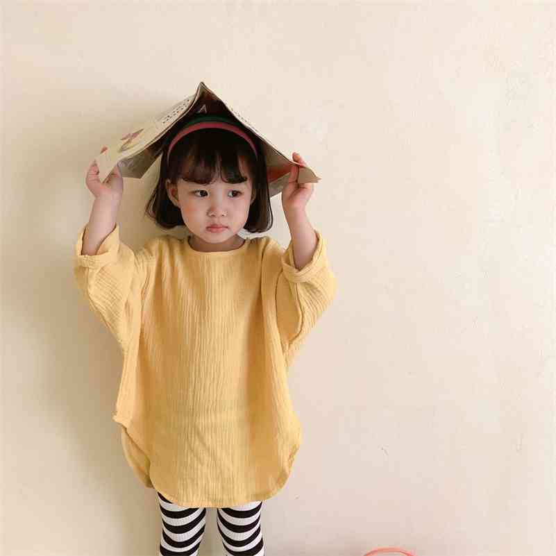 Spring Autumn cute girls cotton yarn soft solid color long style Tops 2-6 years girl oversized sleeve blouses 210708, Yellow
Spring Autumn cute girls cotton yarn soft solid color long style Tops 2-6 years girl oversized sleeve blouses 210708, Yellow