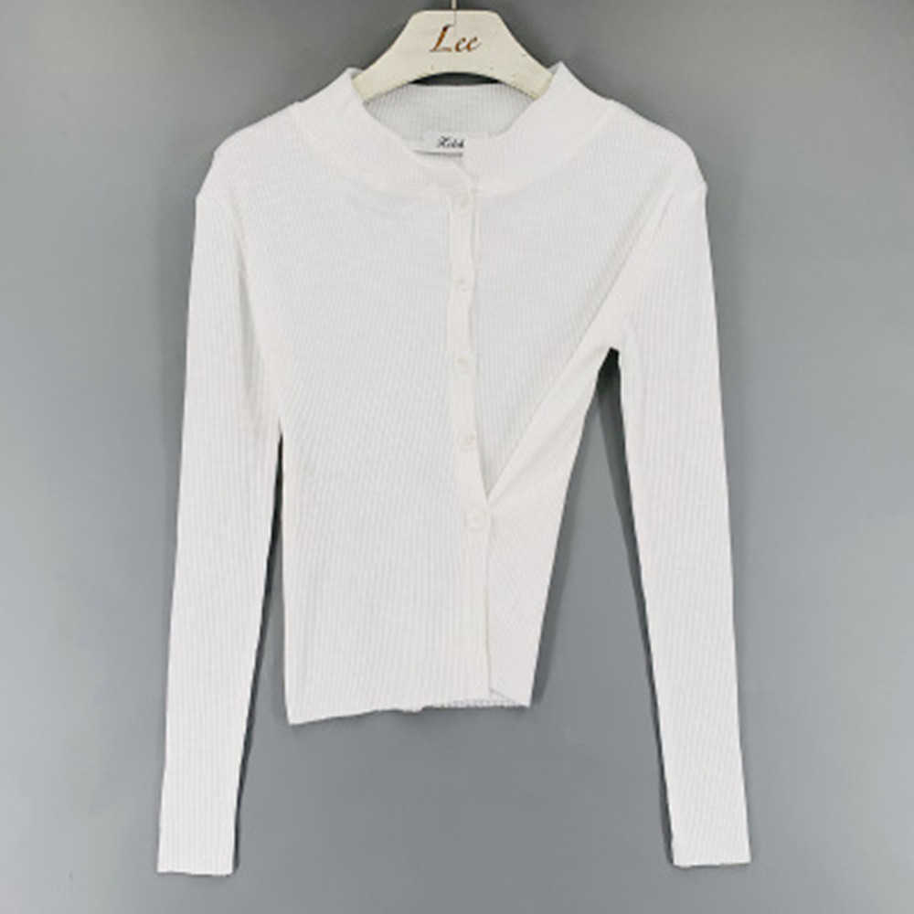 WOMENGAGA Irregular Shirt Women's Short Autumn Sumemr Bottoming T-shirt V-neck Knitted Tops top Women NJQ3 210603