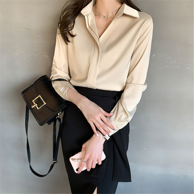 Sweet Gentle Office Lady Feminine Chic Women Blouses Plus Size Loose Elegant Minimalist Stylish Tops Shirts 210421