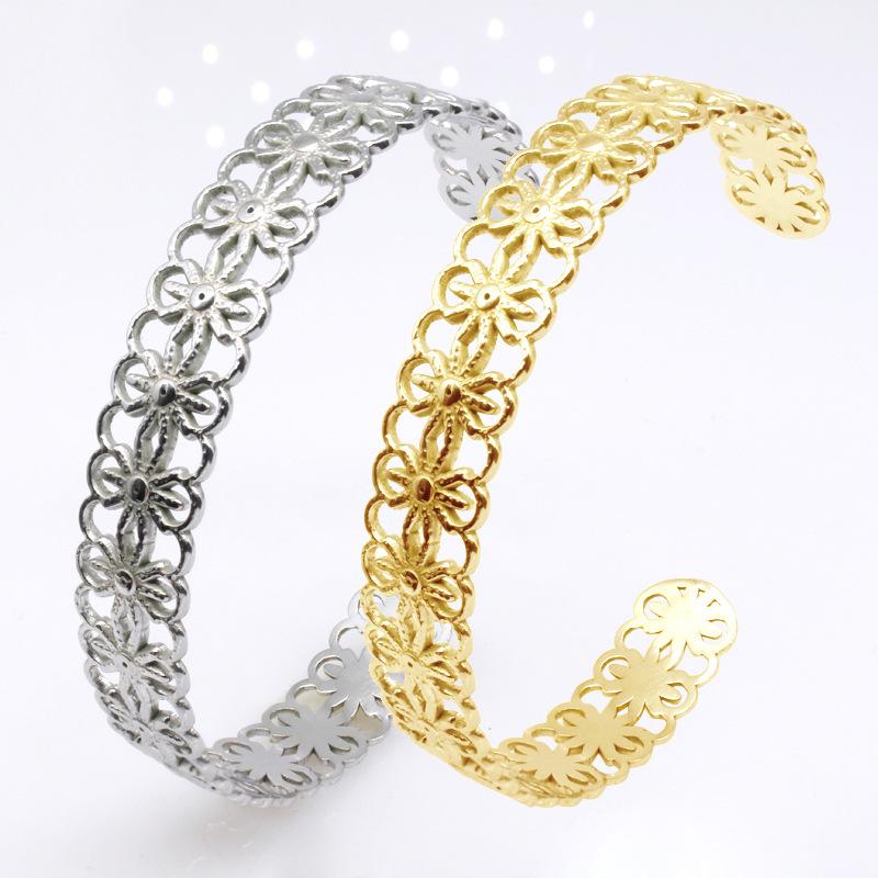 Bangle Hollow Flower Openings C-shaped Adjustable Titanium Steel Bracelet Accessories For Women
Bangle Hollow Flower Openings C-shaped Adjustable Titanium Steel Bracelet Accessories For Women