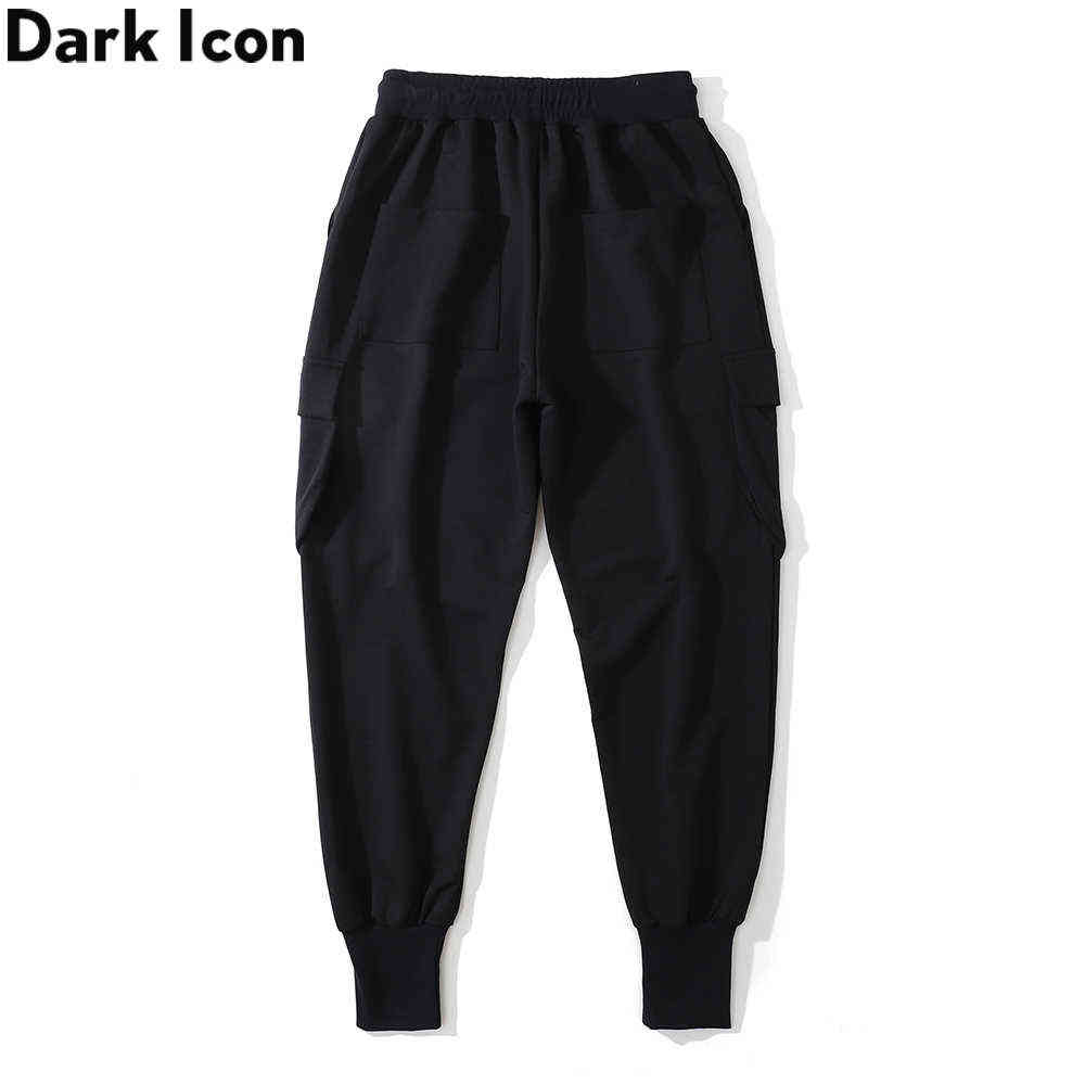 Elastic Waist Side Pockets Jogging Pants Men Plain Men's Pants Jogger Trousers Grey Black 210603