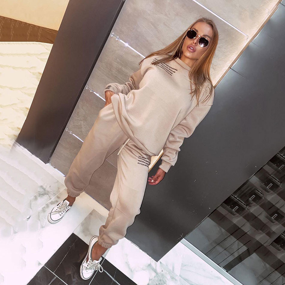 Free Women's Tracksuit Hoodies 2 Piece Set Pullover Sweatshirt + Pants Sport Fashion Suit Winter Casual Sportswear 210524