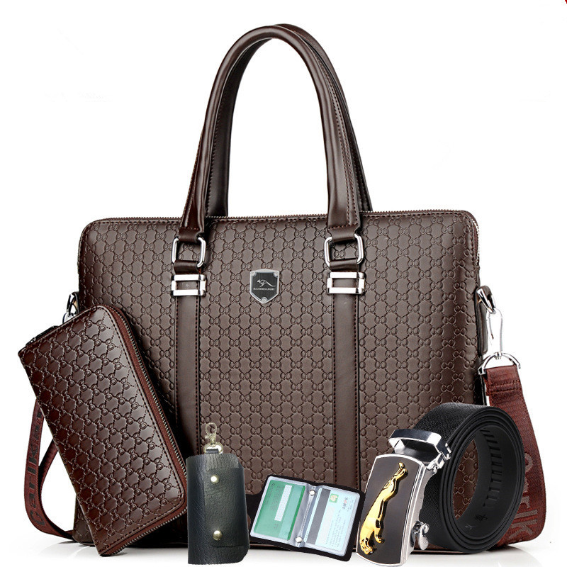Wholesale brand shoulder bag European and American popular classic embossed business briefcase horizontal large capacity five-piece men handbag, Brown3-1905
Wholesale brand shoulder bag European and American popular classic embossed business briefcase horizontal large capacity five-piece men handbag, Brown3-1905