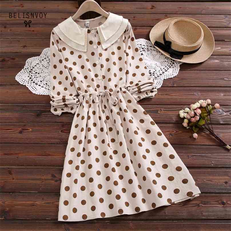 Japanese Preppy Style Spring Autumn Women Cute Dress Double-Layered Collar Pink Apricot Polka Dot Cotton Sweet 210520, Photo color
Japanese Preppy Style Spring Autumn Women Cute Dress Double-Layered Collar Pink Apricot Polka Dot Cotton Sweet 210520, Photo color
