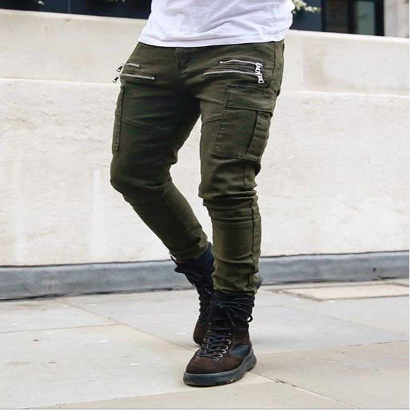 Autumn Men Cargo Pants Hip Hop Harem Joggers Pants Male Trousers Mens Solid Multi-pocket Pants Skinny Fit Sweatpants CX200729