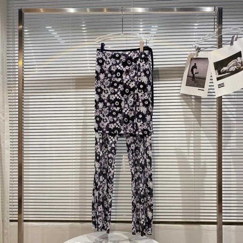 DEAT Women Flower Stretch Wrap Hip Skirt Slim Fit Pants Arrivals Temperament Fashion Spring Summer 11D1939 210709