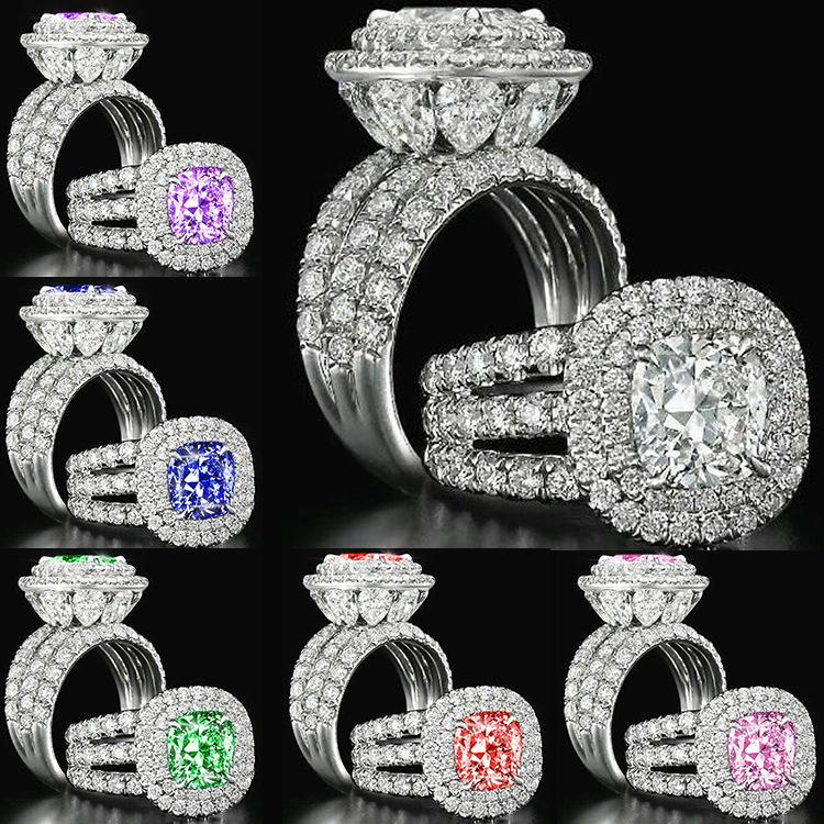 Cluster Rings Princess Cut Multi-color Zircon Silver Color Engagement Wedding Party Women Geometric Gift Jewelry Drop
Cluster Rings Princess Cut Multi-color Zircon Silver Color Engagement Wedding Party Women Geometric Gift Jewelry Drop