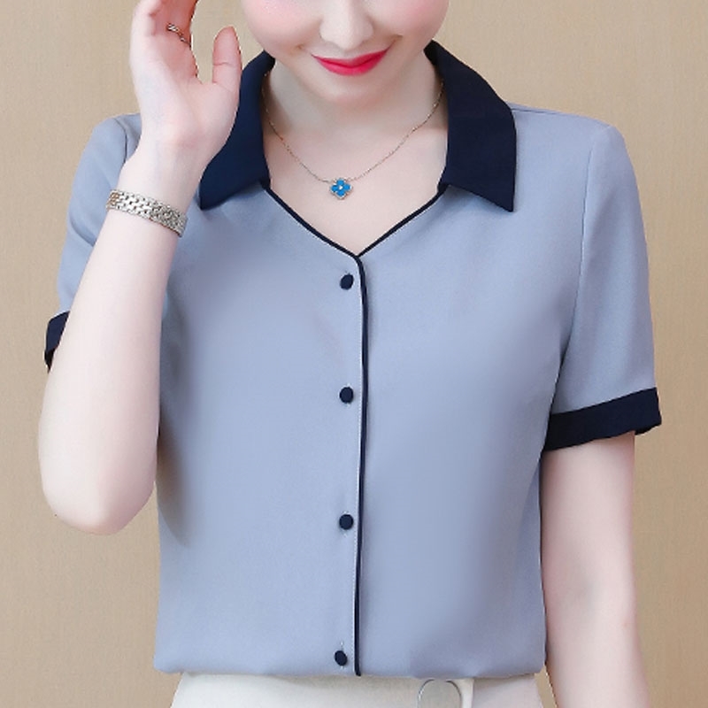 Blouse Women Blusas Mujer De Moda Summer Blouse Shirt Tops Women Short Sleeve V-neck Blue Chiffon Blouse Women Shirts D93 210602
Blouse Women Blusas Mujer De Moda Summer Blouse Shirt Tops Women Short Sleeve V-neck Blue Chiffon Blouse Women Shirts D93 210602