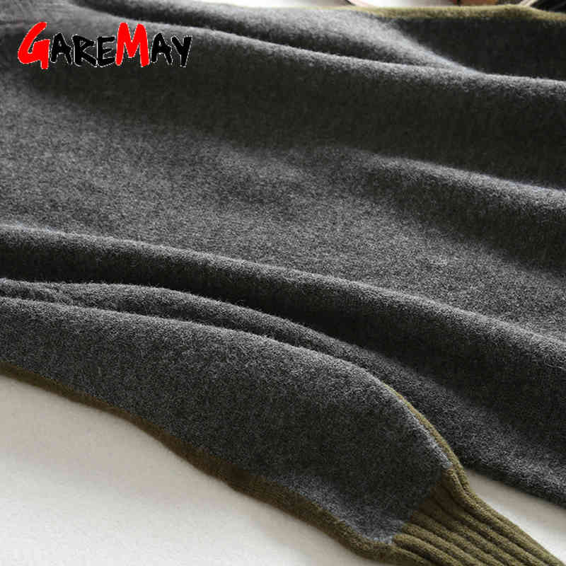 Patchwork Turtleneck Sweater Dress Female Winter Warm Thick Ladies Elegant Plus Size Long Sleeve Vintage Korean 210428
